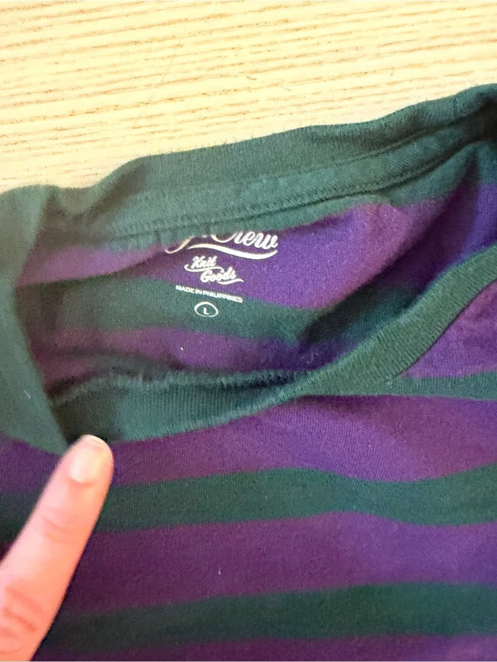 Striped Purple and Grey Men's Knit Crew Neck T-Shirt
